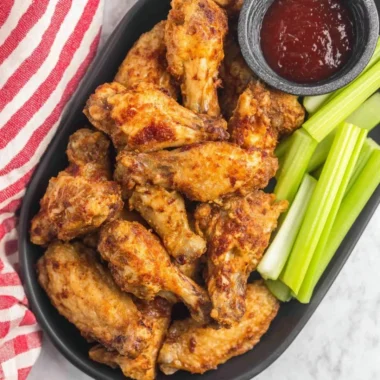 Crispy air fryer frozen chicken wings cooked to perfection