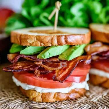 Delicious Avocado Bacon Lettuce Tomato Sandwich with fresh ingredients