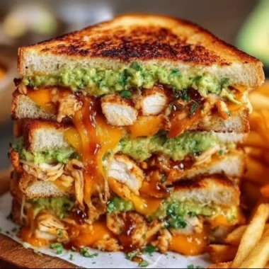 Delicious Chicken Avocado Melt Sandwich with chicken, avocado, and cheese
