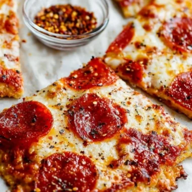 Delicious Chicken Crust Pizza topped with fresh ingredients