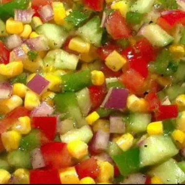 Corn and Cucumber Picnic Salad in a bowl, perfect for summer meals