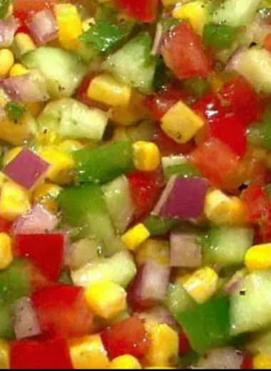 Corn and Cucumber Picnic Salad in a bowl, perfect for summer meals