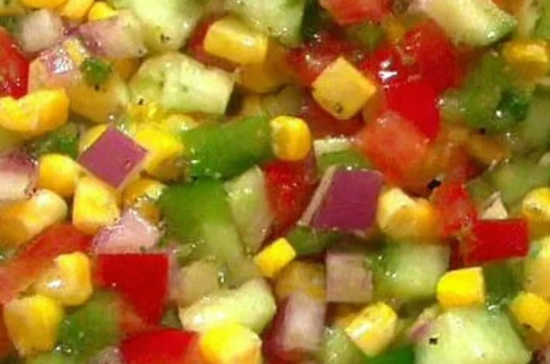 Corn and Cucumber Picnic Salad in a bowl, perfect for summer meals
