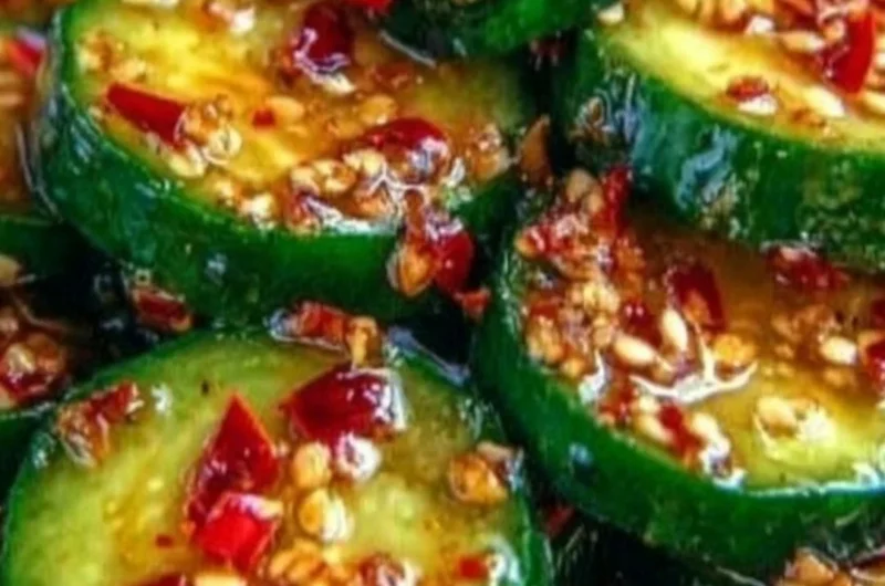 Fresh and vibrant Korean Cucumber Salad served in a bowl.