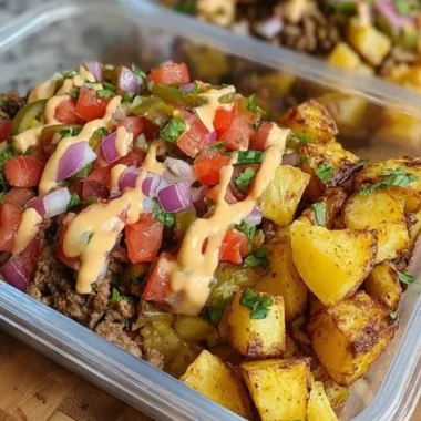 Delicious Loaded Potato Taco Bowl topped with fresh ingredients