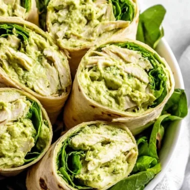 Simple 3-ingredient pesto chicken salad ready to eat.