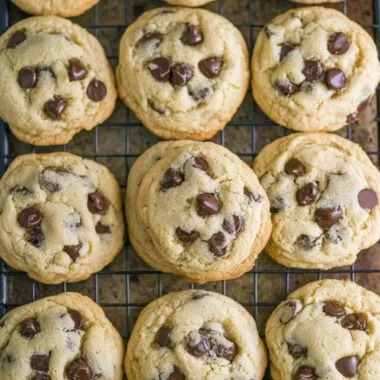 Delicious homemade chocolate chip cookies on a cooling rack