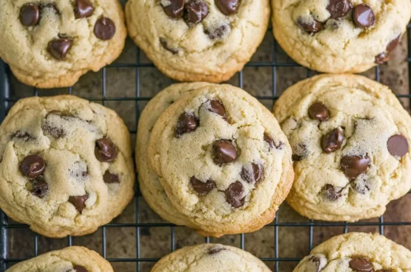 Delicious homemade chocolate chip cookies on a cooling rack