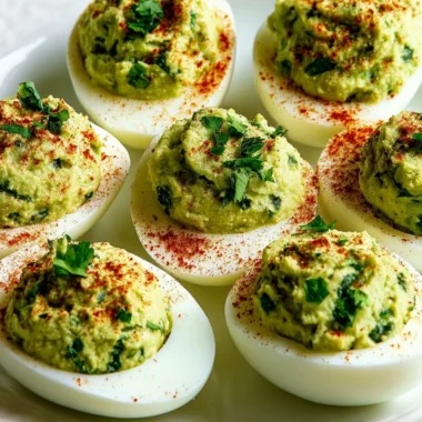 Delicious Deviled Avocado Eggs served on a platter