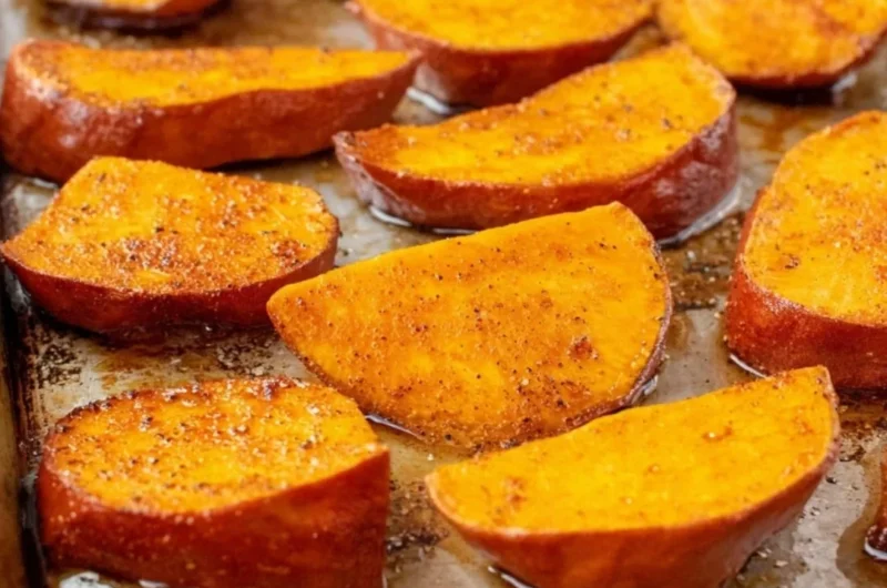 Delicious easy roasted sweet potatoes served in a bowl