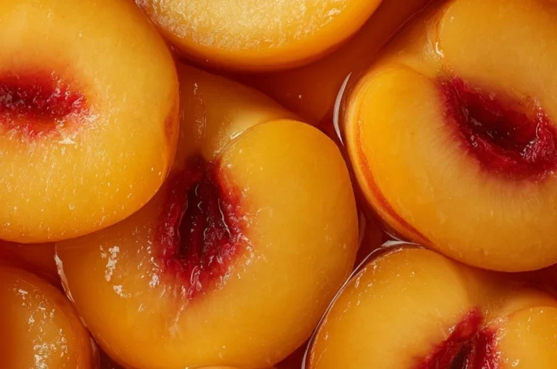 Just Peachy seamless tile art of fresh peaches for digital wallpaper and design.