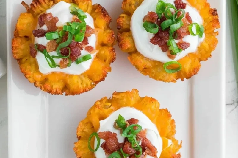 Delicious loaded tater tots with toppings, perfect for appetizers
