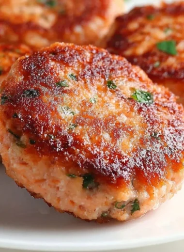 Plate of delicious Southern-style salmon patties served with tartar sauce