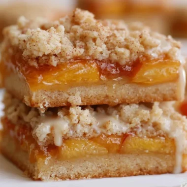 Delicious summery peach bars with fresh peaches and a golden crust