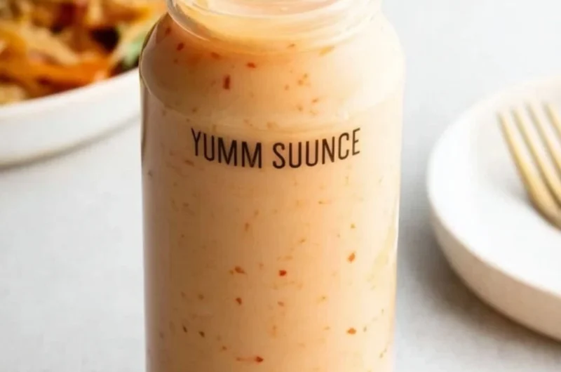 Bowl of delicious homemade Yum Yum Sauce ready to serve with meals