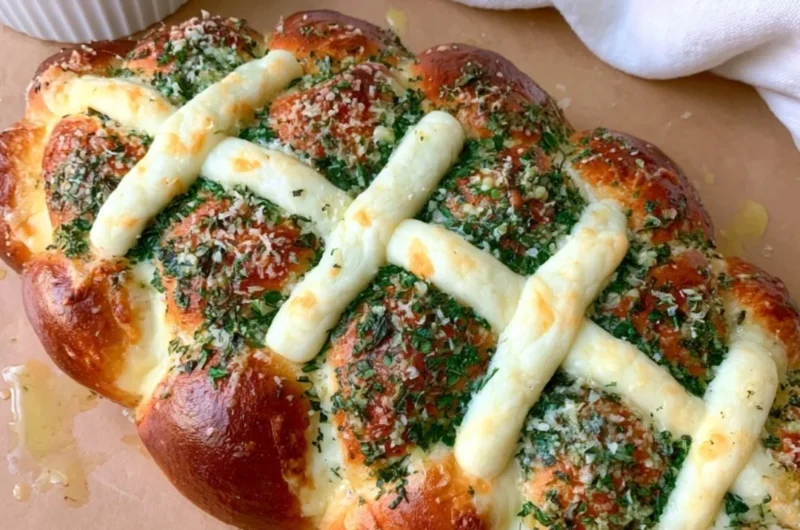 Cheesy stuffed garlic bread rolls fresh out of the oven