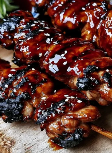 Easy homemade Japanese chicken skewers grilled to perfection