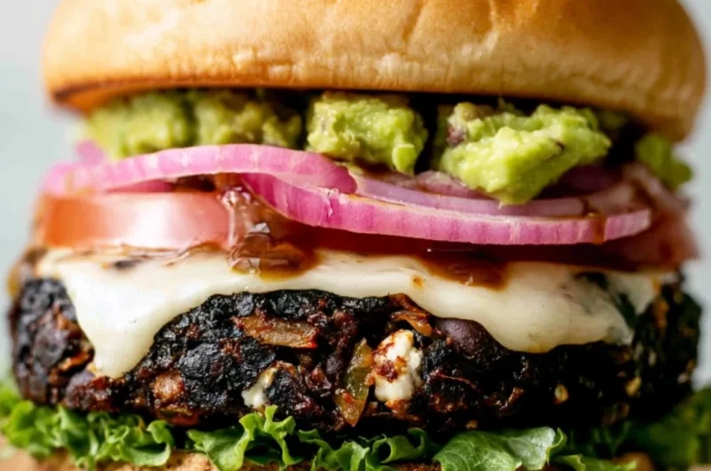 Ground turkey black bean burger served with fresh veggies and condiments