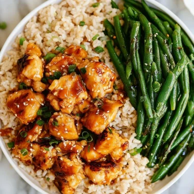 Honey Garlic Chicken with Green Beans on a plate