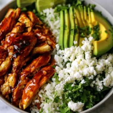 Honey Lime Chicken and Avocado Rice Bowl for a healthy dinner