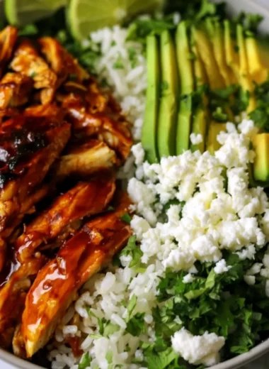 Honey Lime Chicken and Avocado Rice Bowl for a healthy dinner