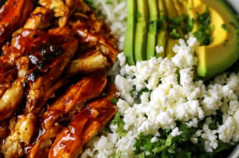 Honey Lime Chicken and Avocado Rice Bowl for a healthy dinner