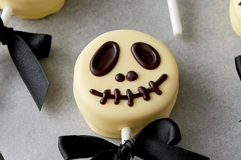 Spooky Skeleton Oreos decorated for Halloween