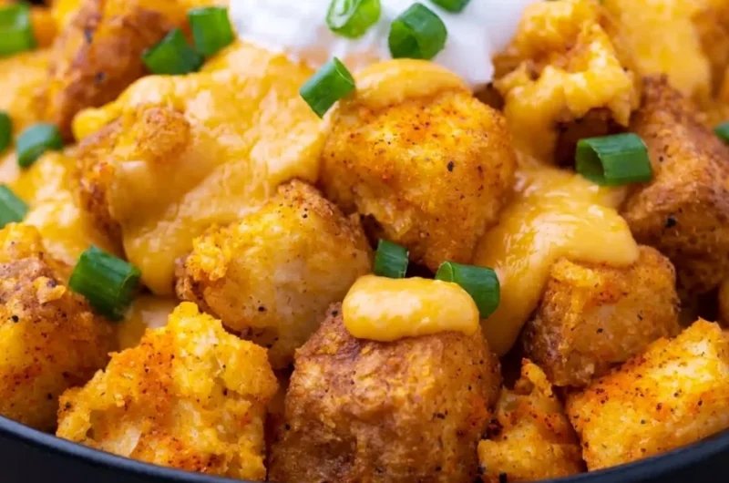Taco Bell Fiesta Potatoes served in a bowl with toppings.