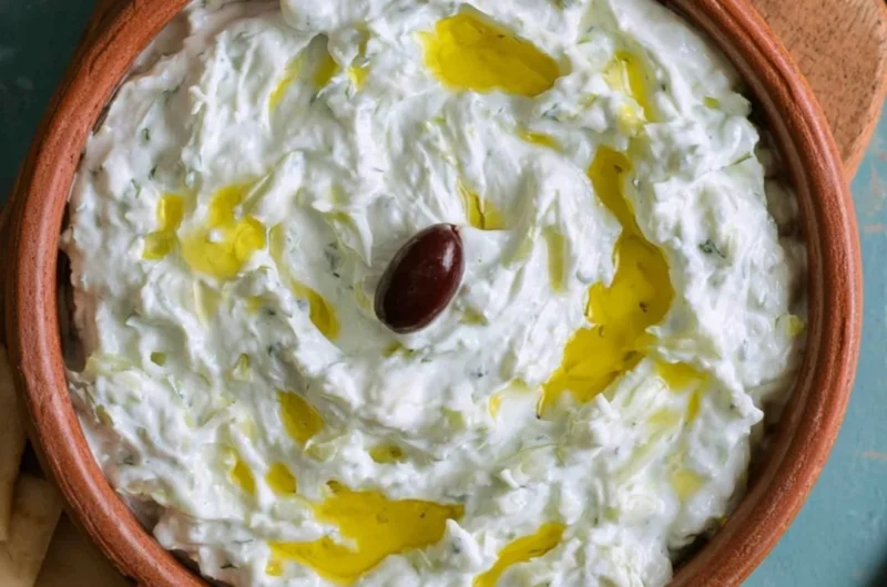 Authentic Greek Tzatziki made with yogurt, cucumber, and garlic
