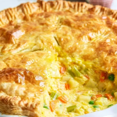 Delicious Vegetable Pot Pie with colorful vegetables and a golden crust