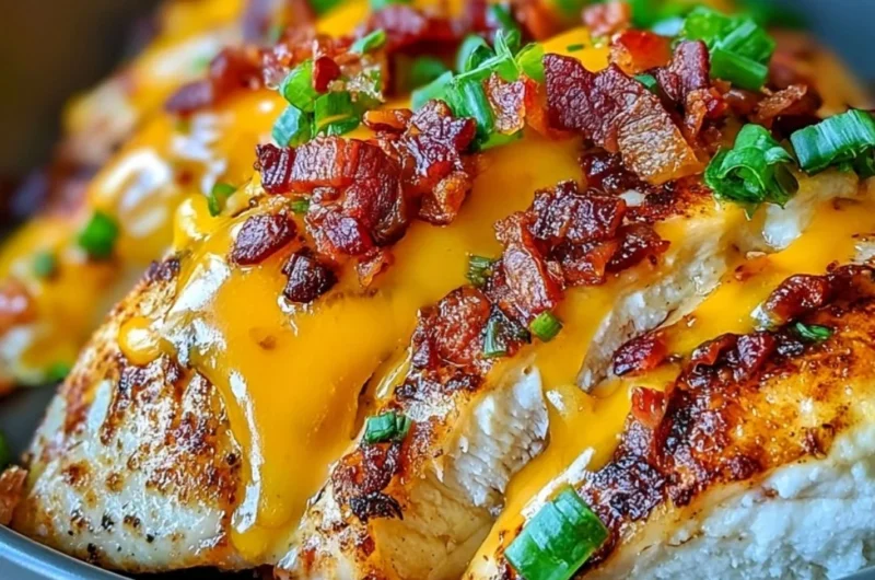 Plate of delicious Keto Crack Chicken garnished with herbs.